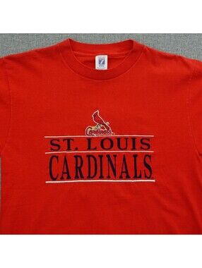 Vintage 90's St. Louis Cardinals Red Logo 7 T-Shirt Size M Embroidered Cotton
